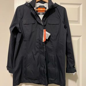 Merrell Gamma Black Mid Length Rain Jacket Women's Size Medium